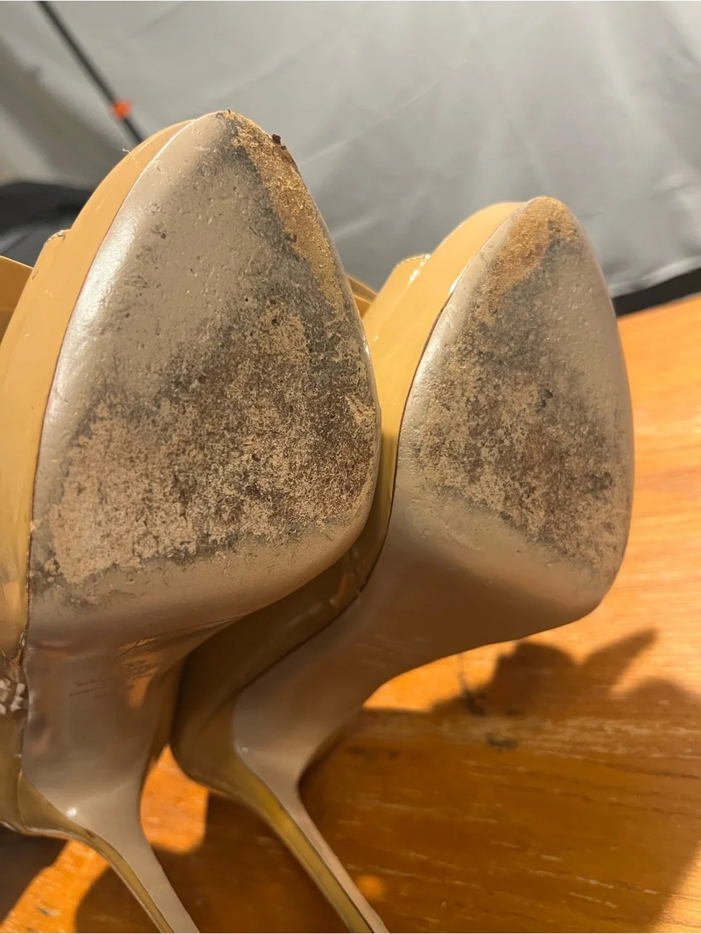 Valentino Garavani Patent Leather Couture Bow Peep-Toe Platform Pumps nude/beige